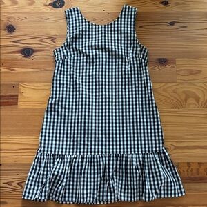 J. Crew Black and White Gingham Ruffle-Hem Dress